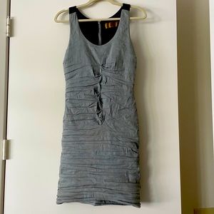Nicole Miller gray/blue dress exposed zipper